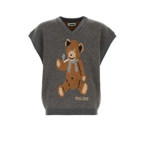 Magliano Men Grey Wool Blend Teddy Bear Vest
